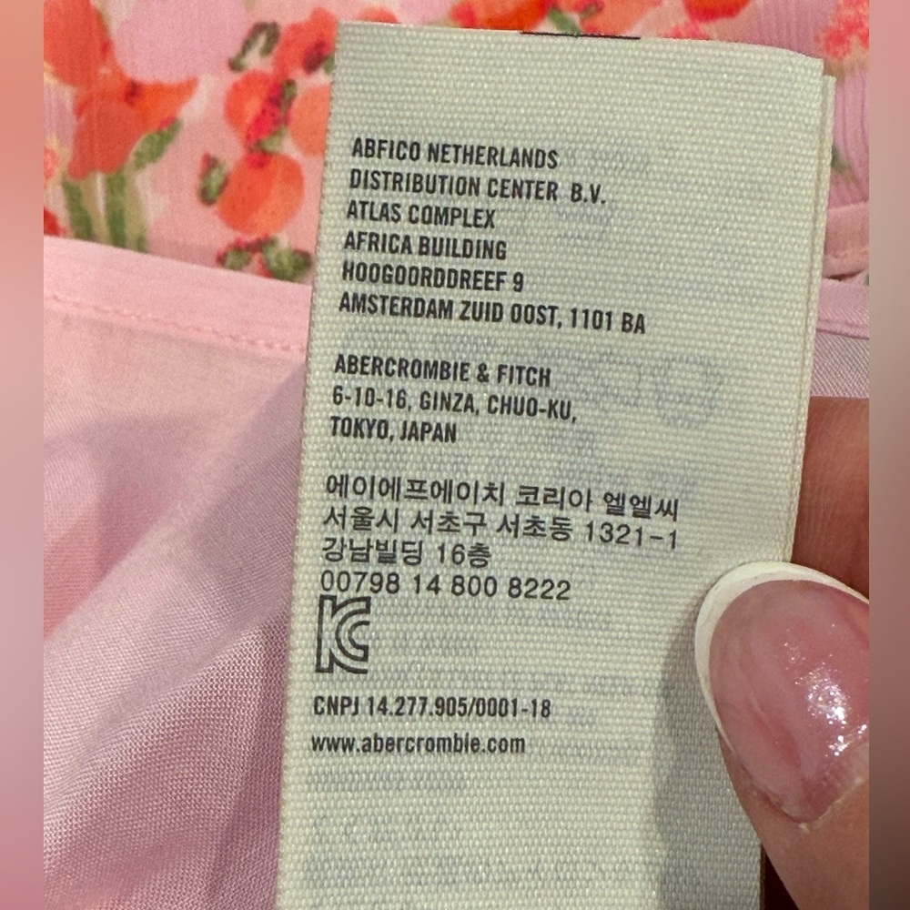 Abercrombie & Fitch Pink Floral Mini Dress Size M Flowy Ruffle Hem Strappy - Picture 8 of 8